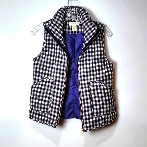 Peach Love California Navy Blue Gingham Quilted Vest - Picture 3 of 13